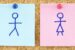 blue and pink paper in a corkboard